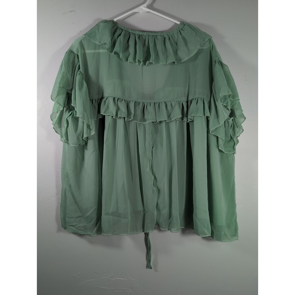 Fanco Ruffle Front Button Tie Top Medium Boho - Picture 10 of 10